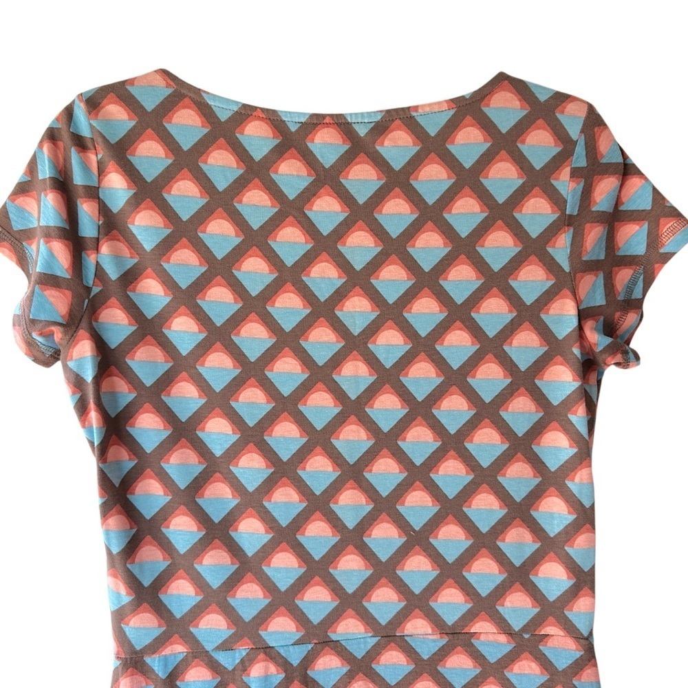 SYNERGY | NWOT ORGANIC COTTON SHORT SLEEVE DRESS POCKETS BROWN & PEACH | SMALL - Picture 7 of 9